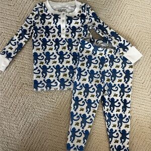 Roller Rabbit Navy Monkey Print Kids Pajama Set
